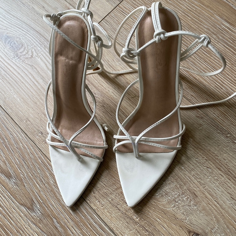 Elegant White Strappy Heels